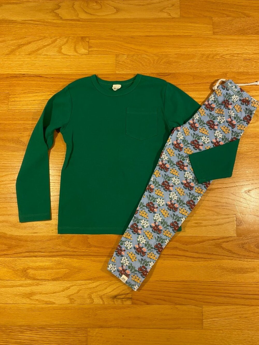 Little Road Co. Green Top & Floral Pants